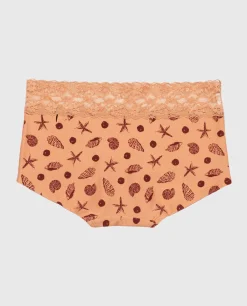 Boyshort Panty with Lace Trim in She Sells Sea Shells*La Senza Clearance