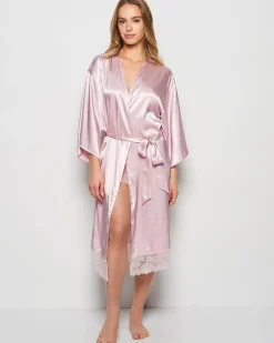 Satin Mid Length Robe with Lace in*La Senza Fashion