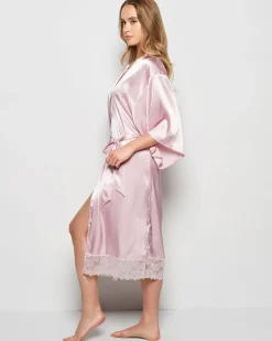 Satin Mid Length Robe with Lace in*La Senza Fashion