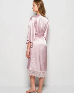 Satin Mid Length Robe with Lace in*La Senza Fashion