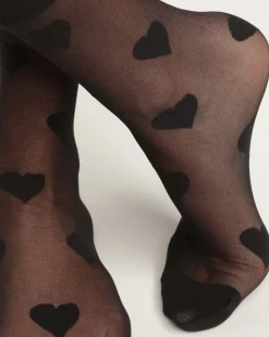 Sheer Sock with Hearts in Black*La Senza Discount